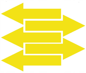 Naklejka strzałki 40x15 cm 5 sztuk naklejki żółty z połyskiem