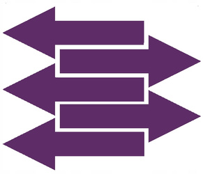 Naklejka strzałki 40x15 cm 5 szt naklejki fioletowy z połyskiem