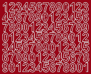 Naklejka cyfry samoprzylepne 2.5 cm ciemno czerwoną połysk