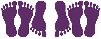 Naklejki stopy 6 szt.  ścieżka sensoryczna fioletowy matowy