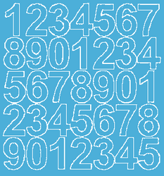 Naklejki cyfry samoprzylepne 4 cm jasnoniebieski z połyskiem