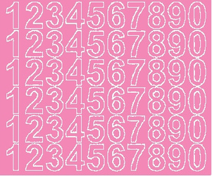 NAKLEJKA CYFRY SAMOPRZYLEPNE 3 cm NAKLEJKI Z FOLII RÓŻOWY Z POŁYSKIEM