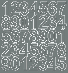 Naklejka cyfry samoprzylepne 4 cm naklejki szary z połyskiem