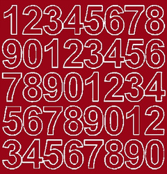 Naklejka cyfry samoprzylepne 3,5 cm ciemno czerwony połysk