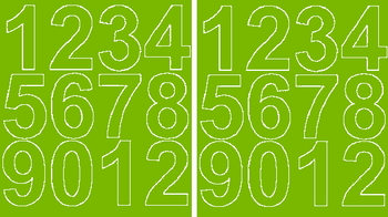 Naklejki cyfry samoprzylepne 7 cm limonkowy zielony z połyskiem