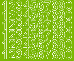 Naklejki cyfry samoprzylepne 3 cm limonkowy zielony z połyskiem