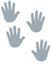 Naklejki dłonie 4 szt. ścieżka sensoryczna srebrny matowy