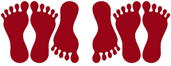 Naklejki stopy 6 szt. ścieżka sensoryczna ciemno czerwony matowy