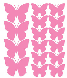 Naklejka na ścianę motyle naklejki 32 sztuki różowy matowy 70 mikronów.