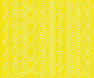 Naklejka cyfry samoprzylepne 3 cm naklejki żółty z połyskiem