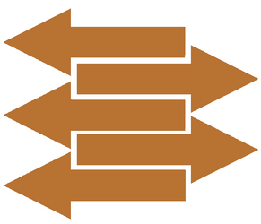 Naklejki strzałki, strzałka 40x15 cm 5 szt. miedziany matowy