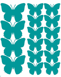 Naklejka na ścianę motyle naklejki 32 sztuki turkusowy matowy
