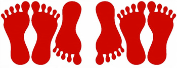 Naklejki stopy 6 szt.  ścieżka sensoryczna czerwony matowy