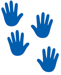 Naklejki dłonie 4 szt. ścieżka sensoryczna niebieski matowy