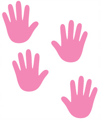Naklejki dłonie 4 szt. ścieżka sensoryczna różowy matowy