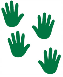 Naklejki dłonie 4 szt. ścieżka sensoryczna zielony matowy