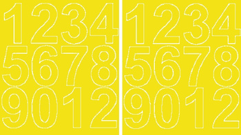 Naklejka cyfry samoprzylepne 7 cm naklejki żółty z połyskiem