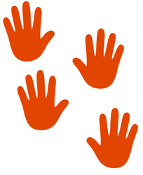 Naklejki dłonie 4 szt. ścieżka sensoryczna pomarańczowy matowy