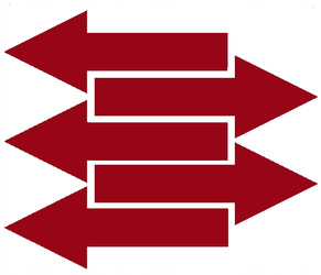 Naklejka strzałki 40x15 cm 5 szt naklejki ciemno czerwony połysk