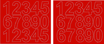 Naklejka cyfry samoprzylepne 6 cm naklejki czerwony z połyskiem