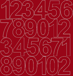 Naklejka cyfry samoprzylepne 12 cm  ciemno czerwony połysk