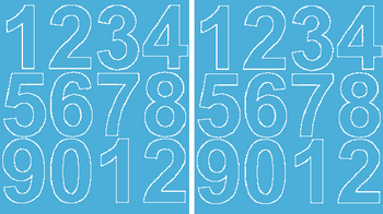 Naklejki cyfry samoprzylepne 7 cm jasnoniebieski z połyskiem