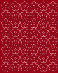 Naklejka na ścianę okno kwiaty 3 cm 48 szt ciemno czerwony połysk